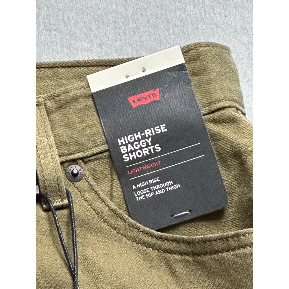 Levi's Womens Shorts 25 Green NWT High Rise Baggy Lightweight Linen Utility Boho - Picture 4 of 13